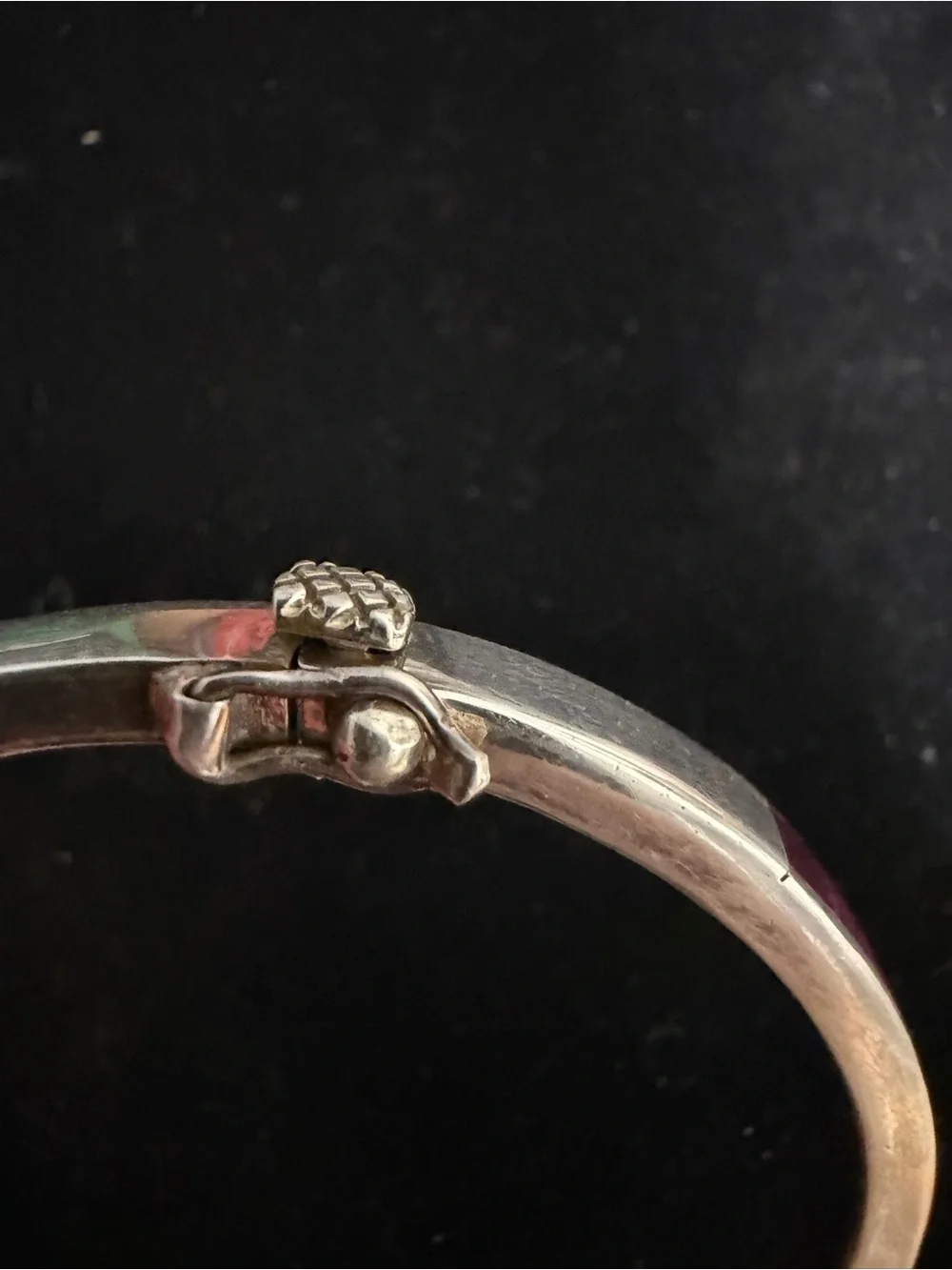950 silver vintage purple spiney hinged bangle bracelet
